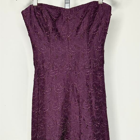 Nicole Miller strapless dress- size 4- maroon, lace,knee length - Picture 1 of 6